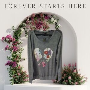 Torrid Plus Size Floral Broken Heart Sweater/Top.
